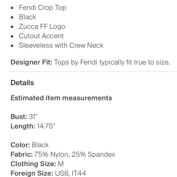 Fendi Crop Top NWOT - Picture 4 of 4
